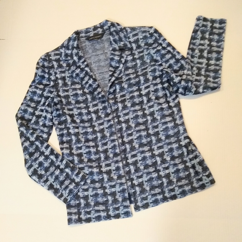 MING WANG knit blue print NWT blazer jacket, XS